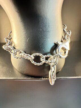 Carolyn Pollack CP Sterling Silver Petite Bracelet 6” – Artisan Scroll Charm